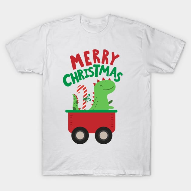 Christmas Dinosaur Shirt T-Shirt by JabsCreative